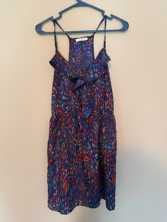 Lush Dresses & Skirts - Lush Multicolor Abstract Dot Print Dress - Navy Base with Bright Accents